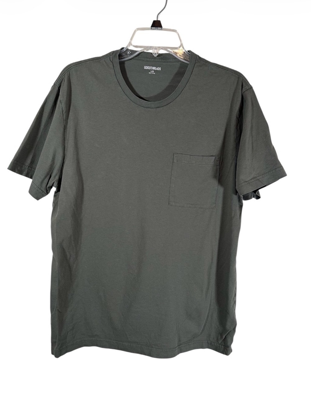 Goodthreads olive green pocket cotton t-shirt men’s size large
